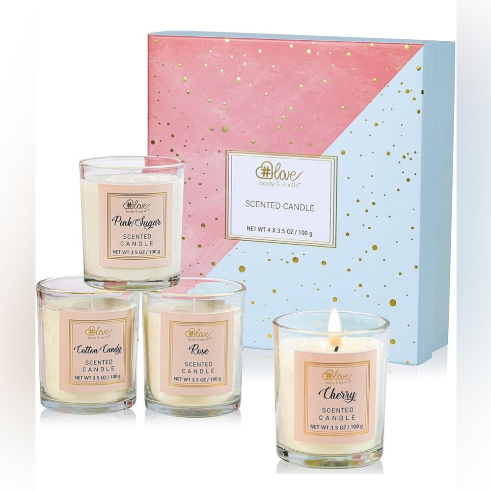 Scented Candles Gift Set, Aromatherapy, 4x3.5oz Long Lasting, 100% Natural Soy